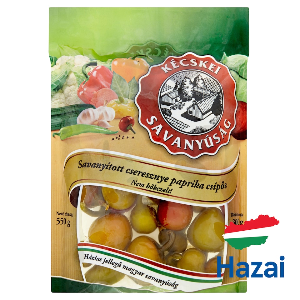 Kécskei Savanyúság Hot Pickled Cherry Paprika 550 g