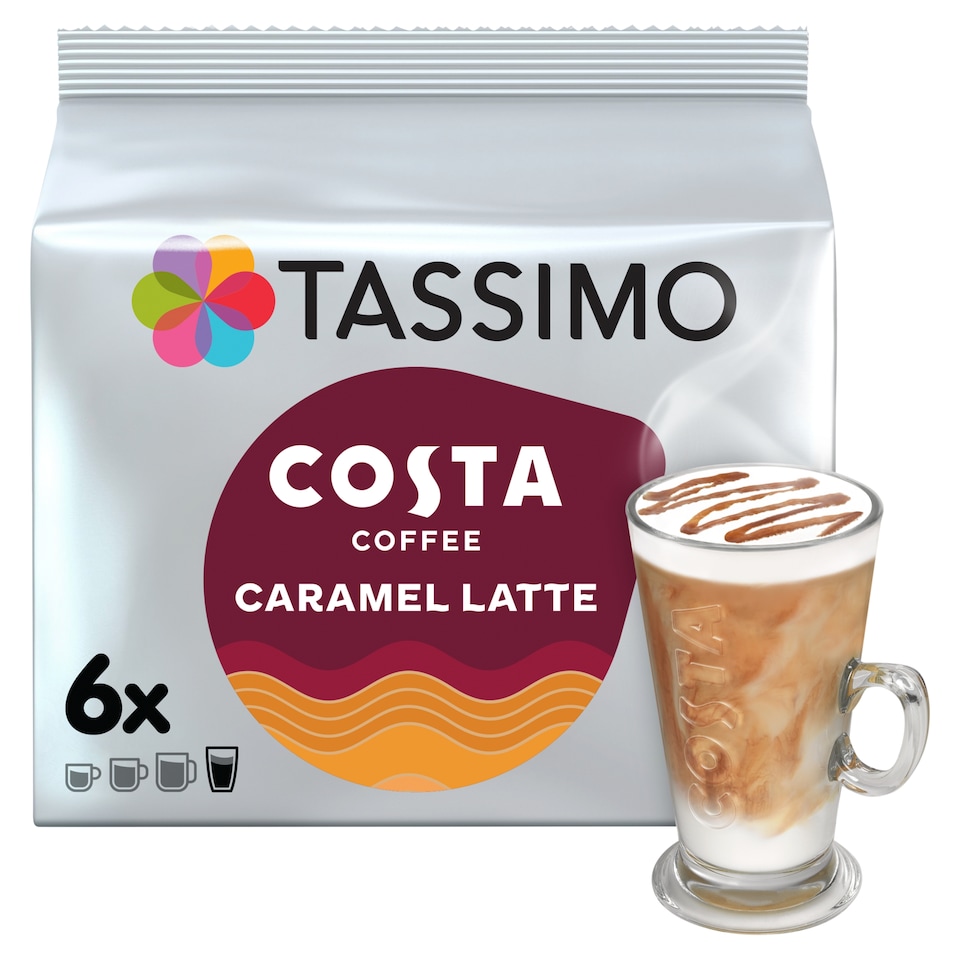 Tassimo Costa Caramel Latte Coffee Pods X6 203.4G