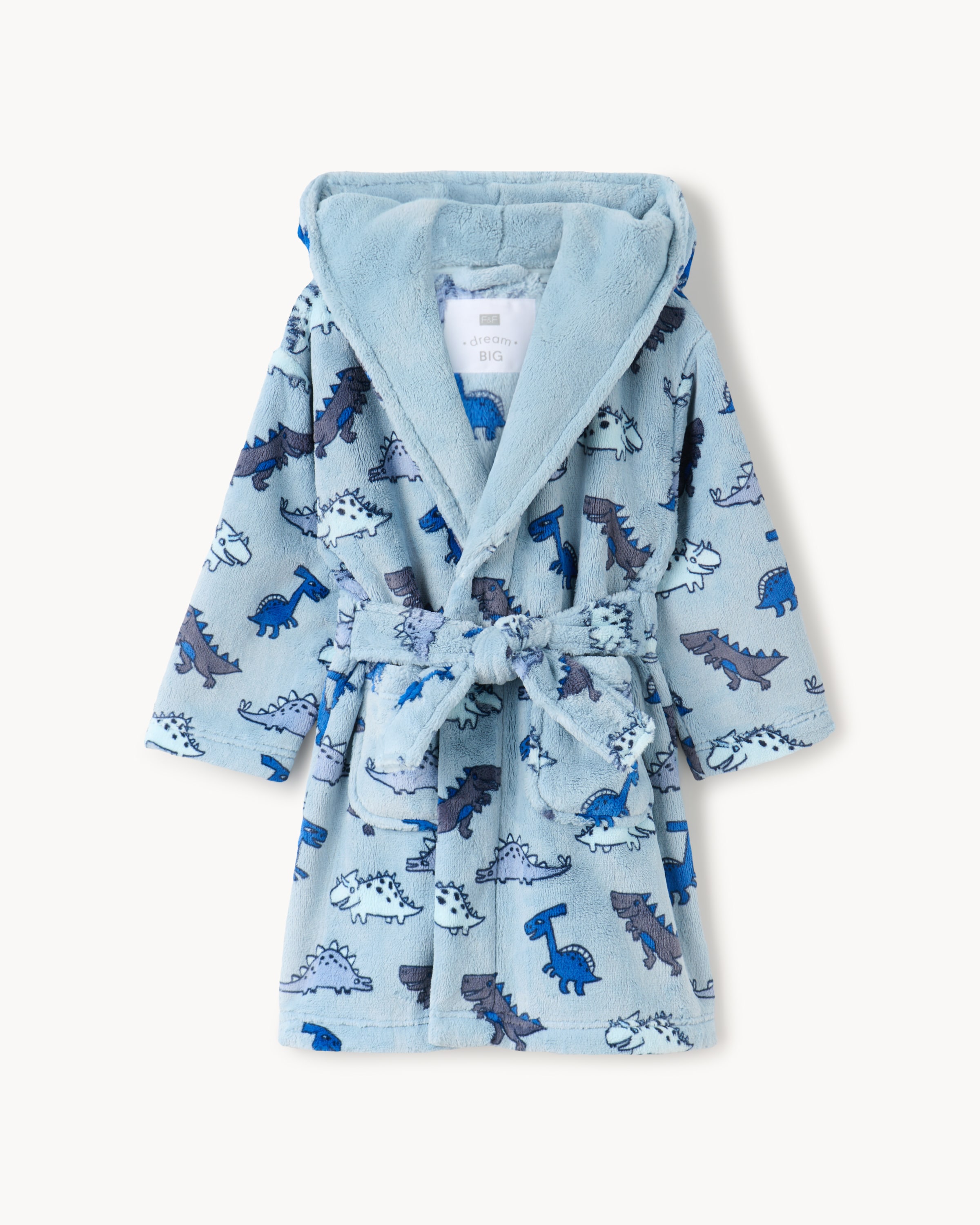 F&F Boys Dinosaur Hooded Dressing Gown in Blue