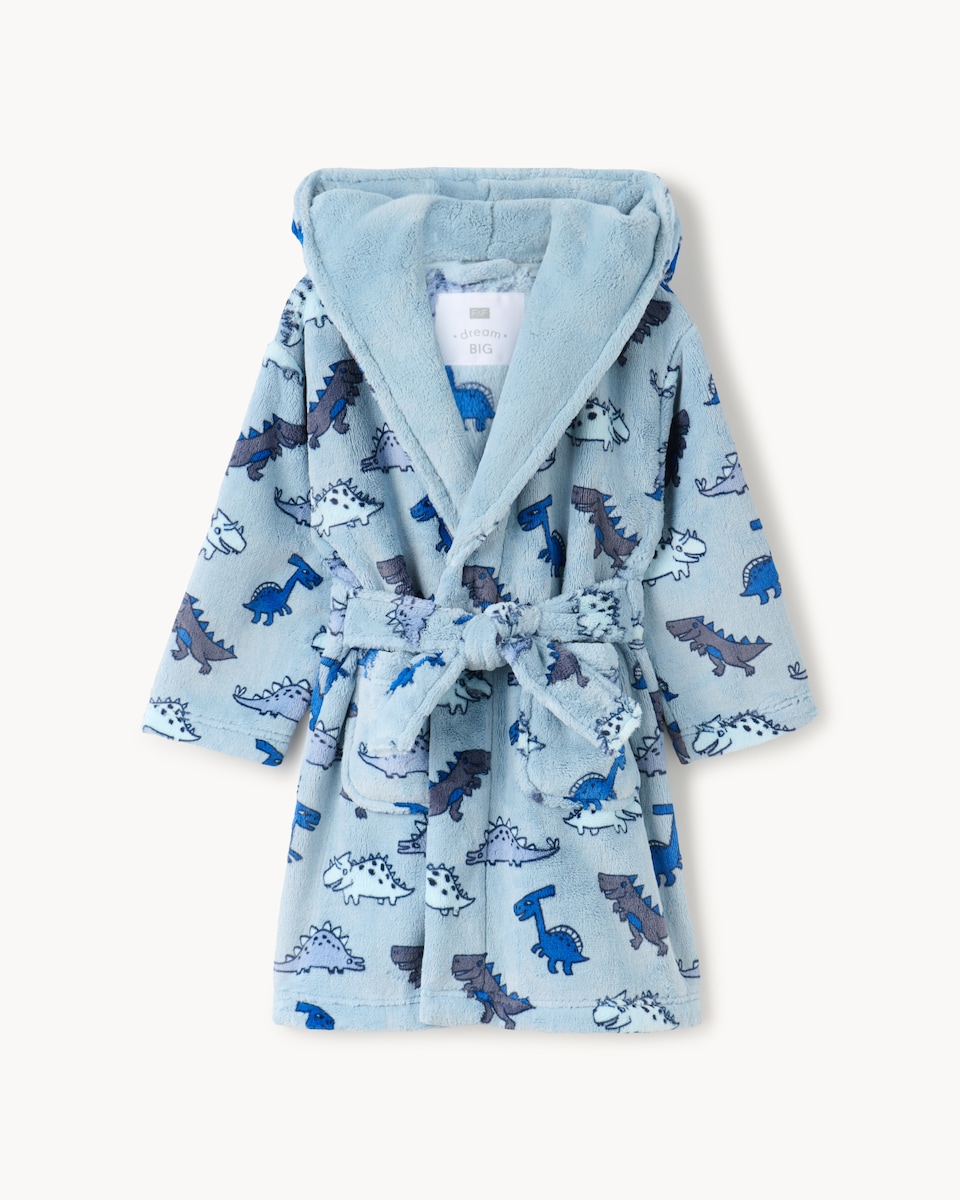 image 1 of F&F Boys Dinosaur Hooded Dressing Gown in Blue