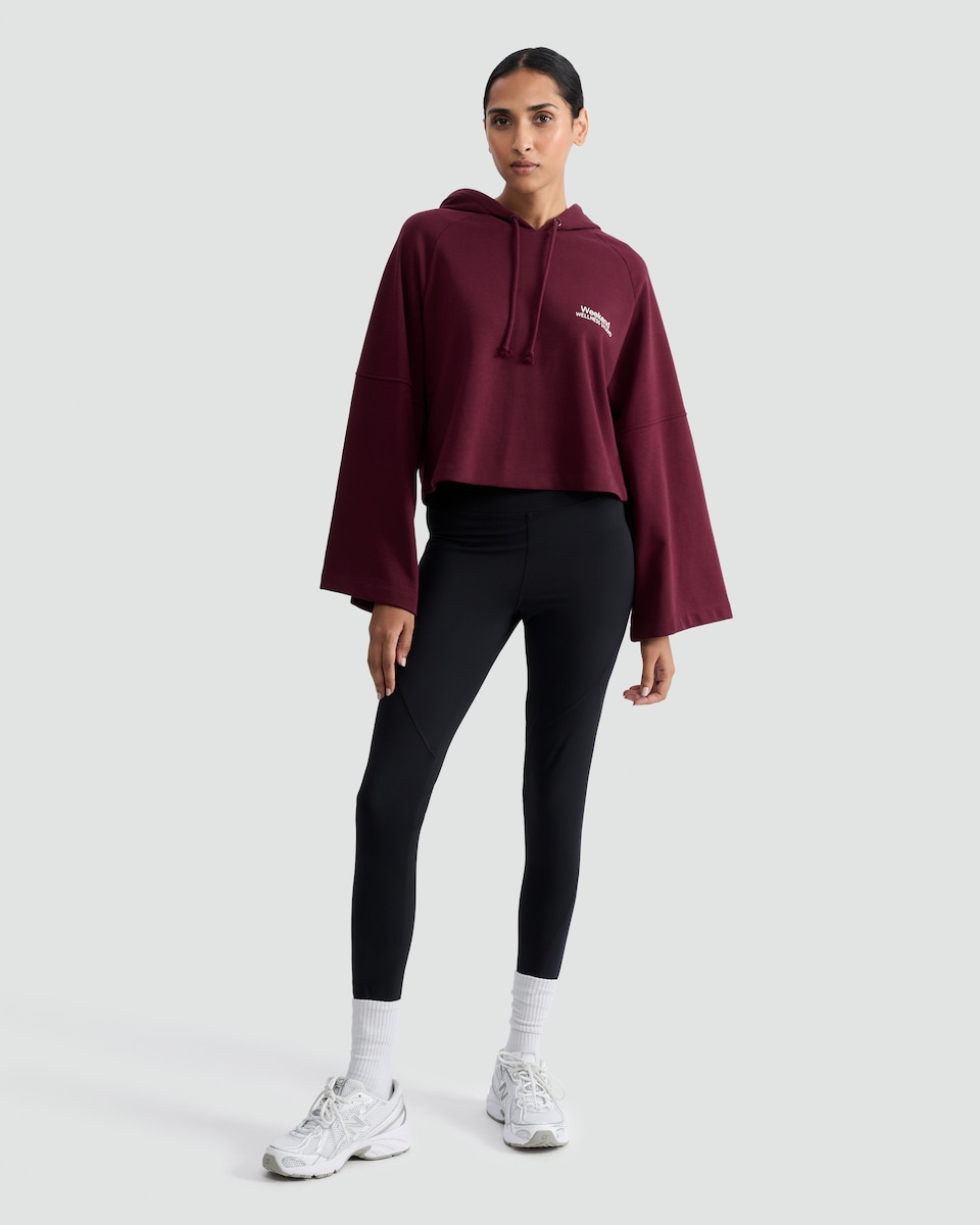 image 1 of F&F Active Cotton Rich Weekend Wellness Studio Hoodie in Burgundy