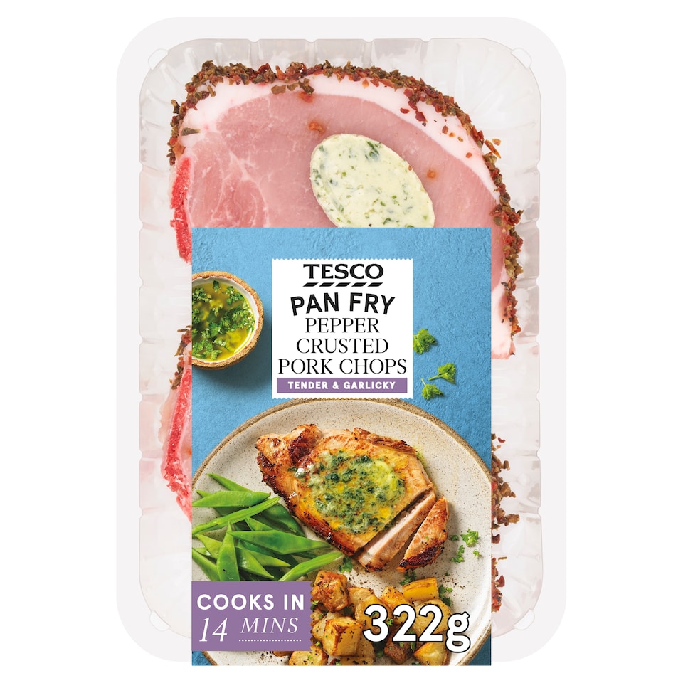 Tesco Pepper Crusted Pork Chops 322g