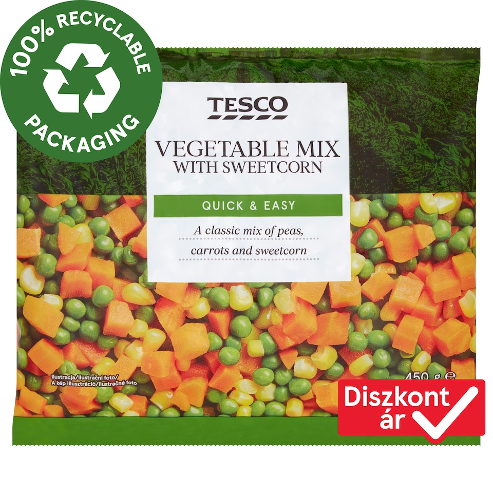 Tesco Quick-Frozen Vegetable Mix with Sweetcorn 450 g