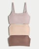 image 4 of F&F 3-Pack Contour Seamfree Ribbed Crop Tops in Neutral