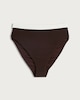 image 4 of F&F Textured Contrast Trim High Waisted Bikini Bottoms in Brown