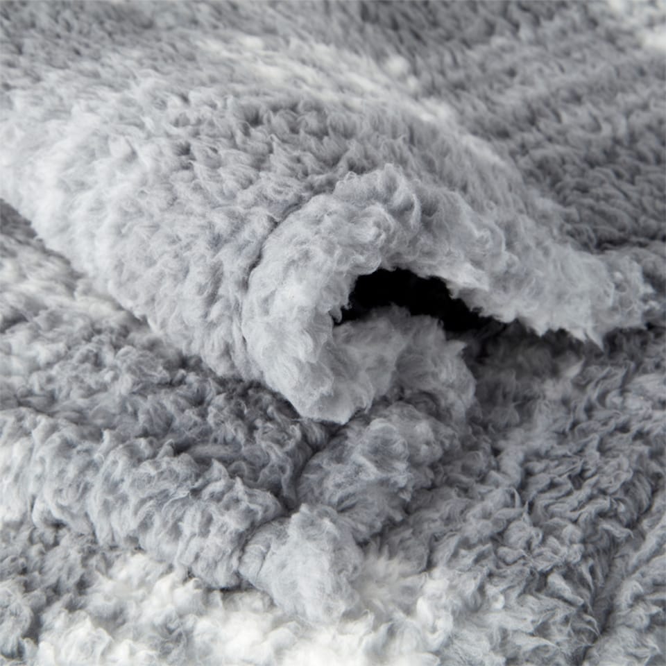 image 1 of F&F Home Teddy Check Throw - Graphite