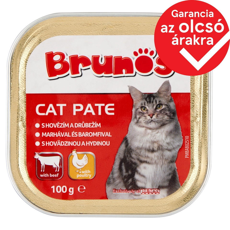 Brunos Complete Food for Adult Cats, Pate with Beef and Poultry 100 g