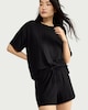 image 1 of F&F Ribbed Short Pyjama Set in Black