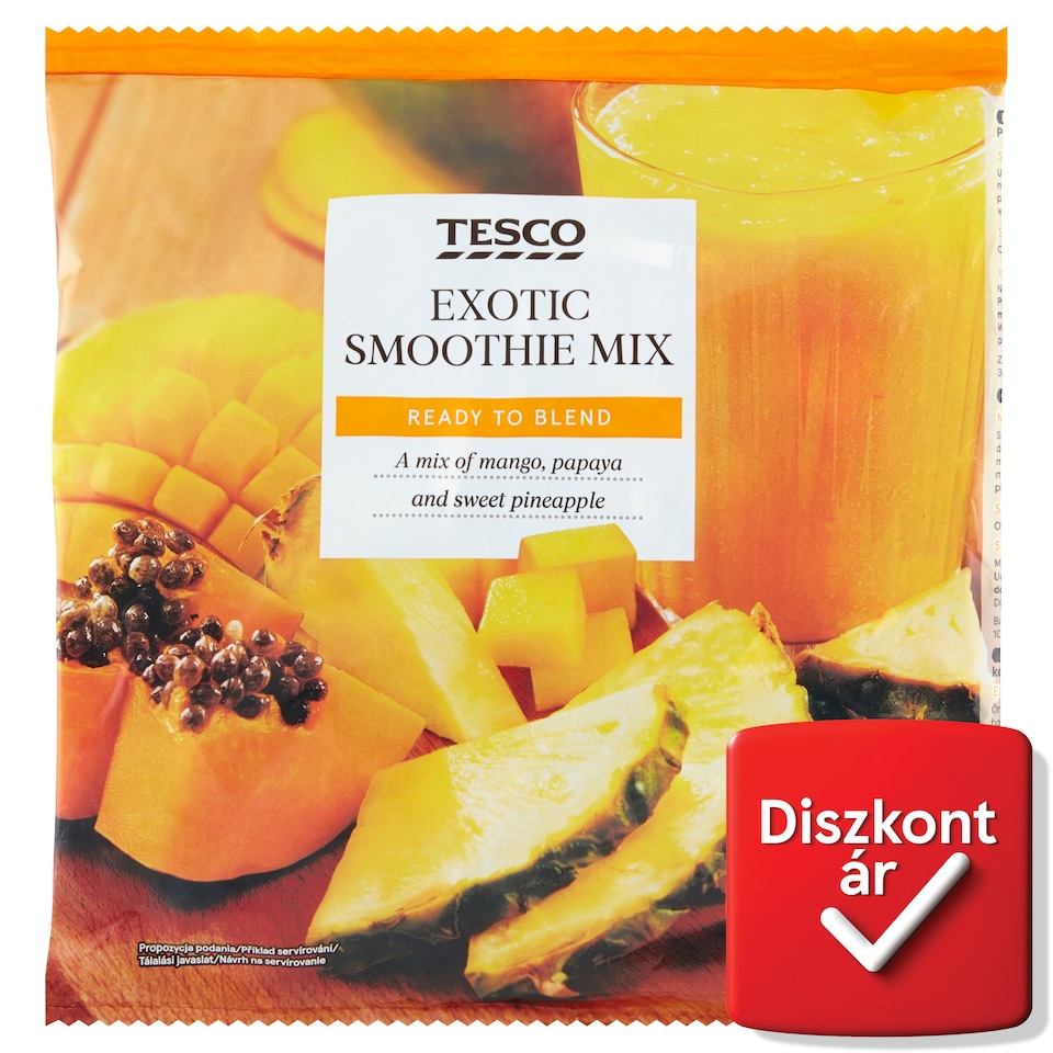 Tesco Exotic Smoothie Mix gyorsfagyasztott gyümölcskeverék turmixok készítéséhez 450 g