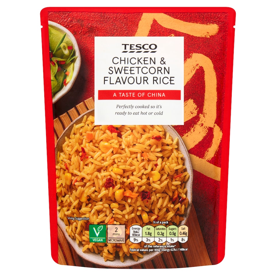 Tesco Chicken & Sweetcorn Flavour Microwave Rice 250G