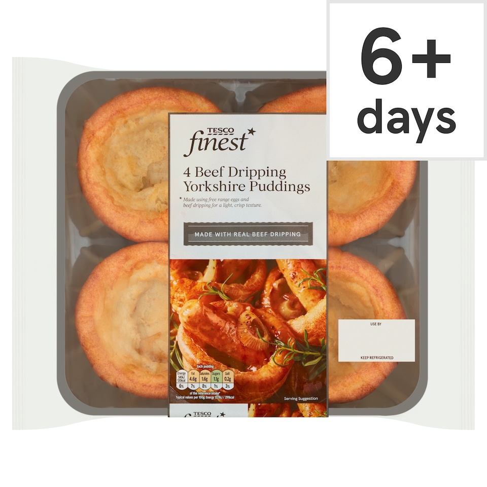 Tesco Finest 4 Beef Dripping Yorkshire Puddings 190G