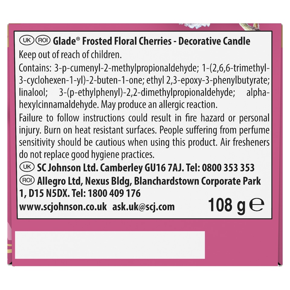 image 1 of Glade Frosted Floral Cherries Candle 108g