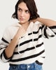 image 1 of F&F Striped Tie V Neck Hoodie in Multi
