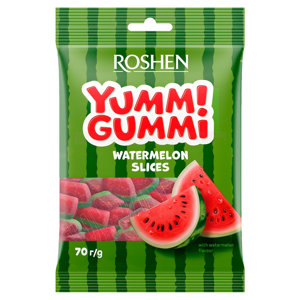 Roshen Yummi Gummi Watermelon Slices görögdinnye ízesítésű gumicukorkák 70 g