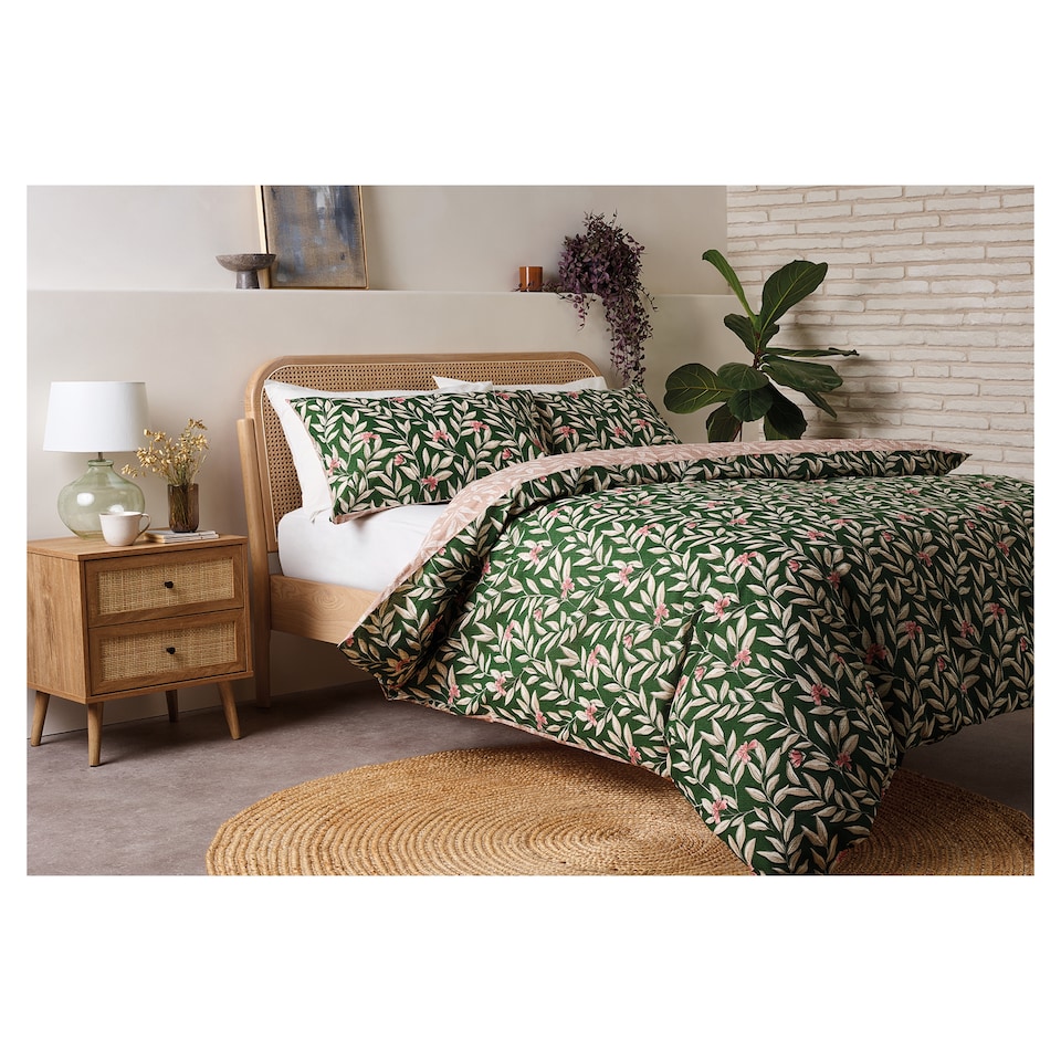 F&F Home Pink Floral Foliage Duvet Set Double