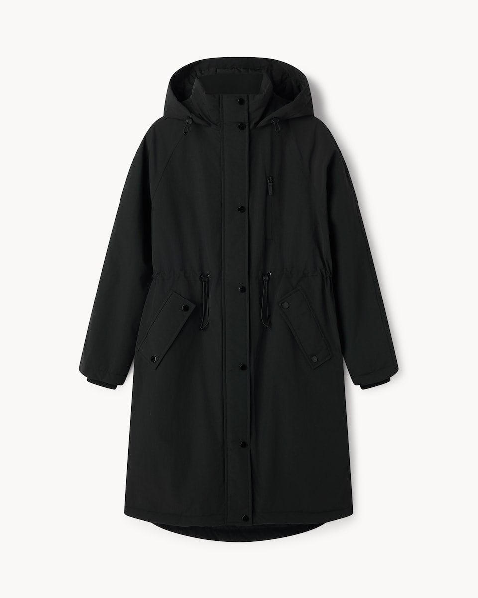 image 1 of F&F Waterproof Hooded Longline Parka in Black