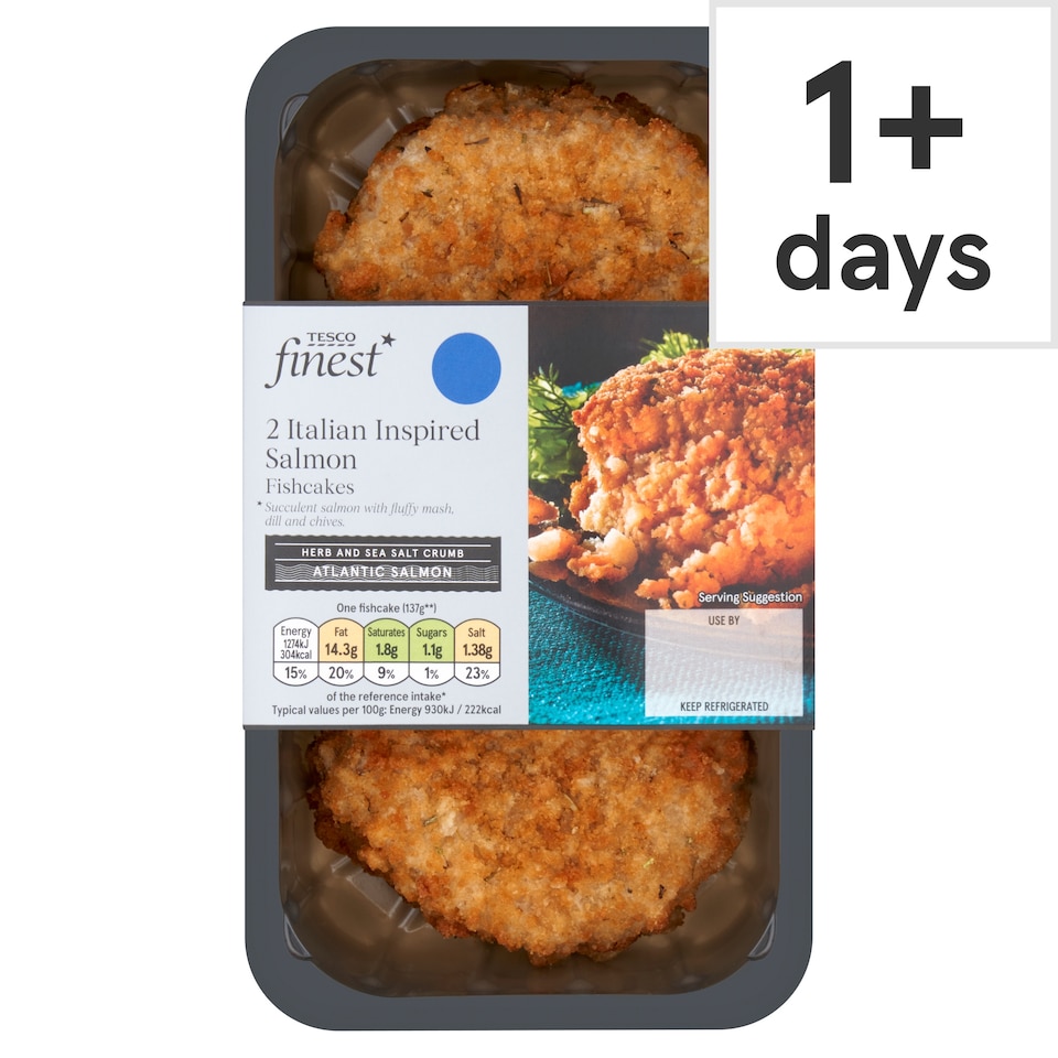 Tesco Finest 2 Italian Inspired Salmon Fishcakes 290g