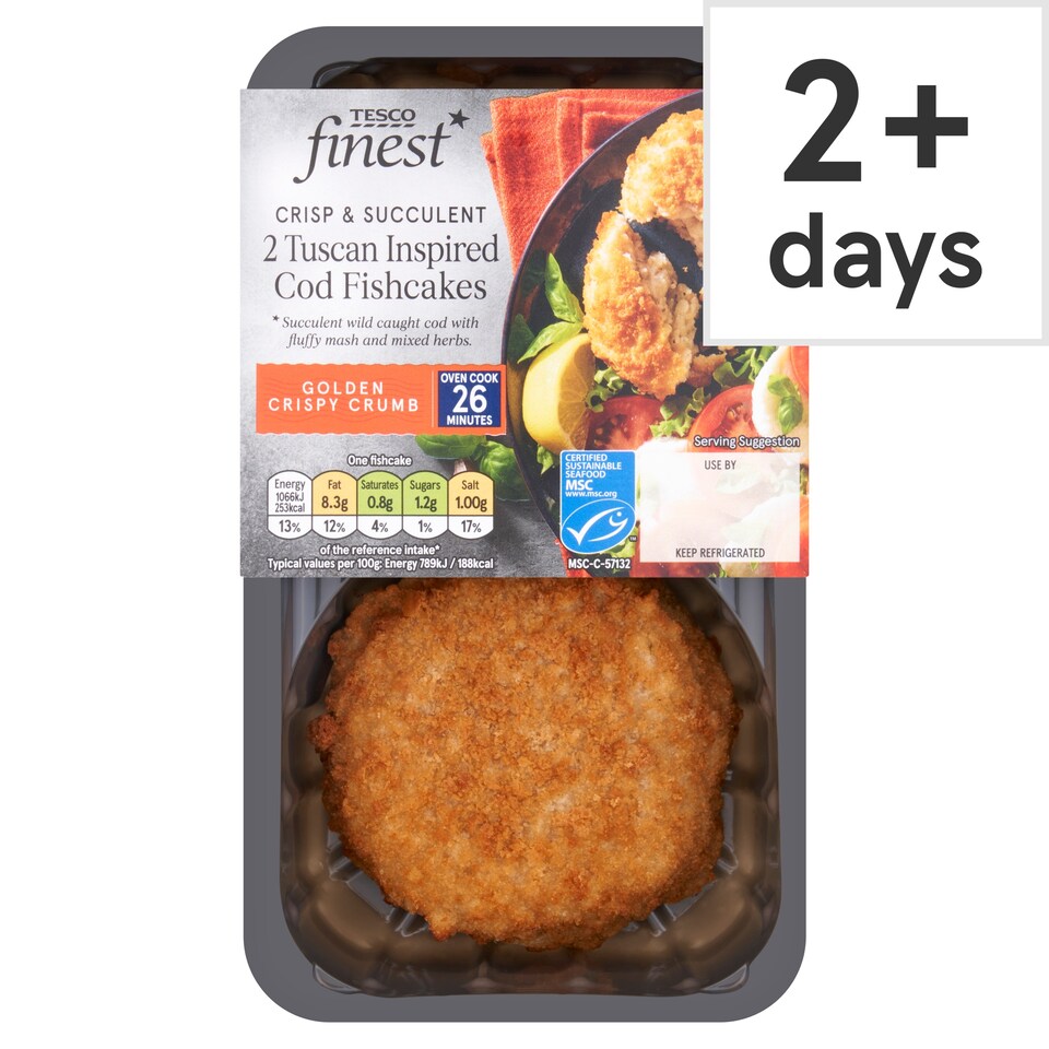 Tesco Finest 2 Tuscan Inspired Cod Fishcakes 290g