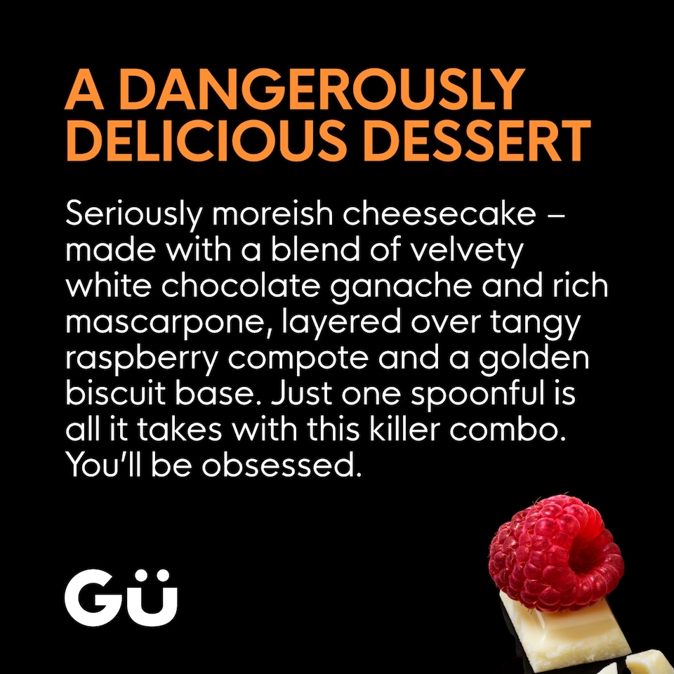 image 1 of Gu White Chocolate & Raspberry Cheesecake Dessert (2x80.5g)