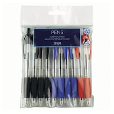 Tesco Grip Retractable Ball Pens Asstd 10 Pack
