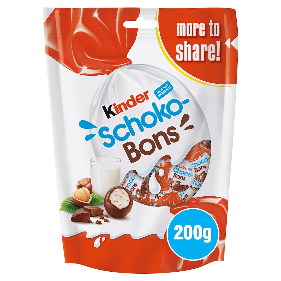image 1 of Kinder Schoko-Bons Milk Chocolate Bonbons filled with Milky Cream & Hazelnut Pieces 200g