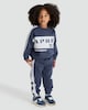 image 2 of F&F Boys 2-Piece Cotton Rich Colour Block Après Ski Sweatshirt and Joggers Set in Navy