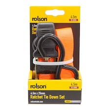 ROLSON 4.5M X 25MM RATCHET TIE DOWN SET