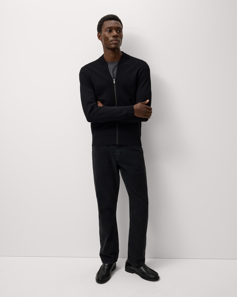 image 1 of F&F Knitted Bomber Jacket in Black