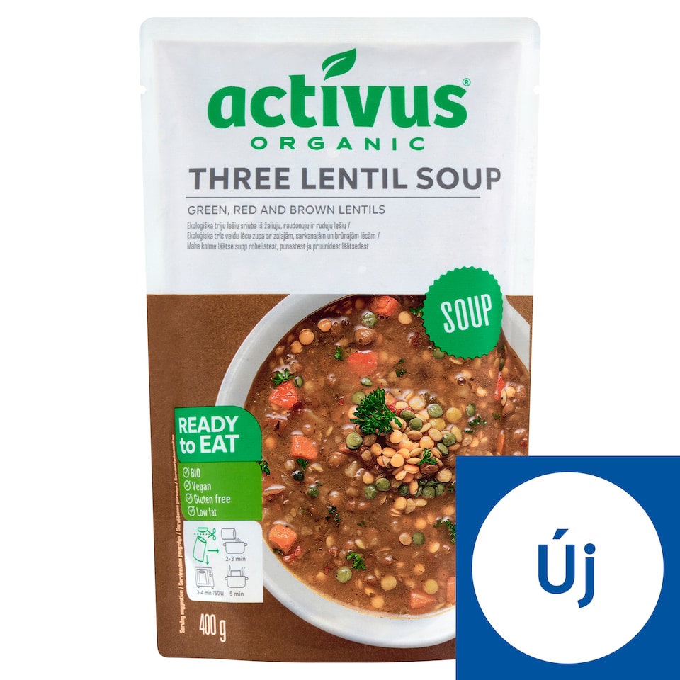 Activus bio három lencse leves zöld, piros és barna lencsével 400 g