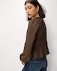 image 1 of F&F Shirred Peplum Top in Multi Brown
