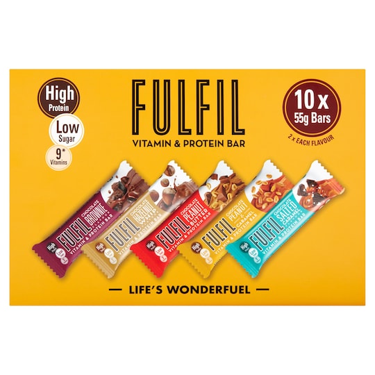 Fulfil Vitamin & Protein Bars 10 Mixed Pack 550G Tesco Groceries