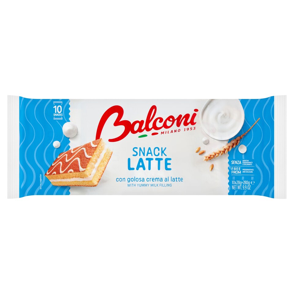 Balconi Snack Latte Sweet Bakery Product with Milk Filling 10 x 28 g (280 g)