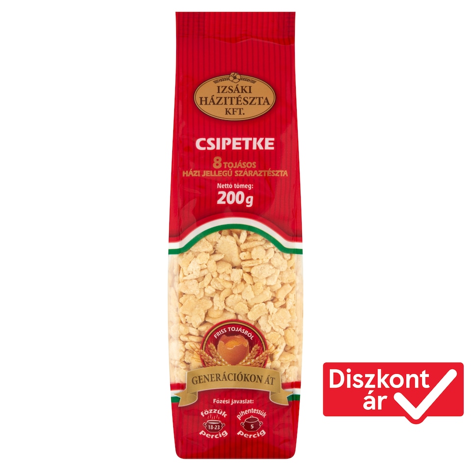 Izsáki Házitészta csipetke 8 tojásos házi jellegű száraztészta 200 g