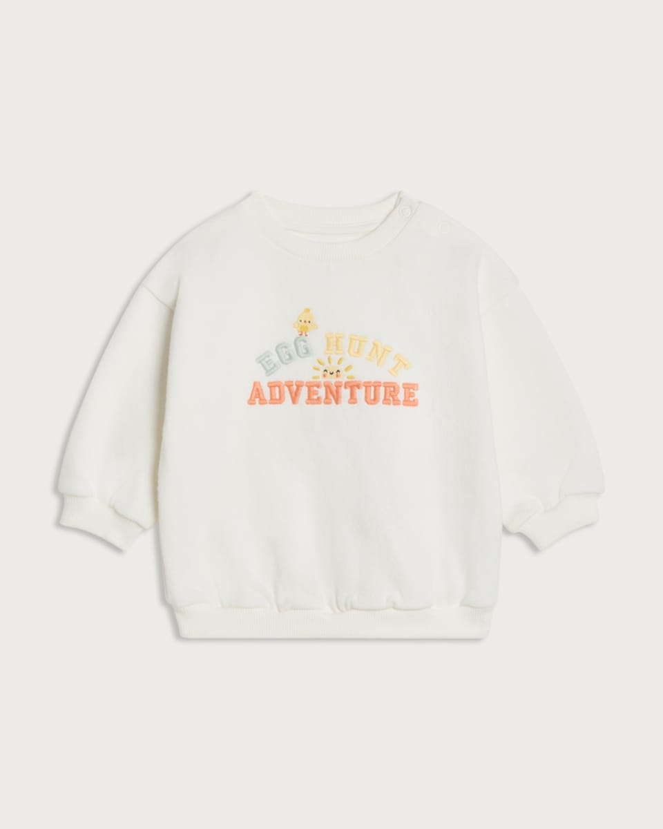 F&F Baby Cotton Rich Egg Hunt Adventure Sweatshirt in White