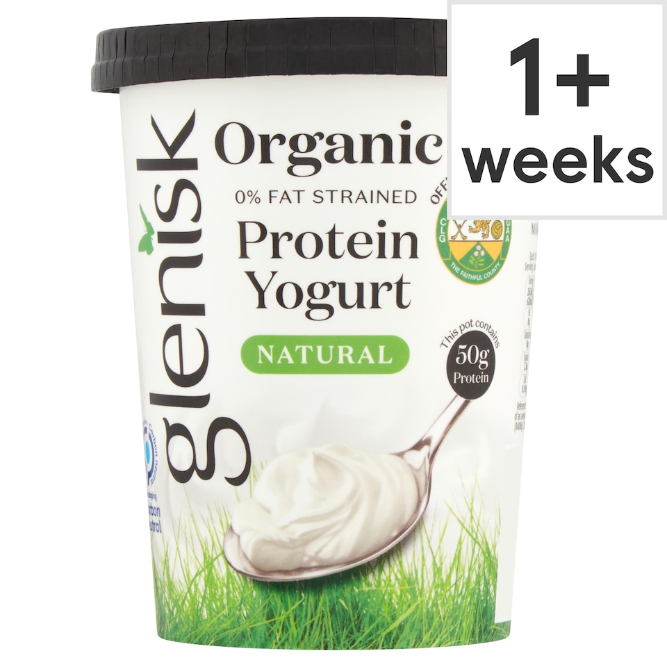 Glenisk Organic High Prtn Fat Free Natural Yoghurt 500G