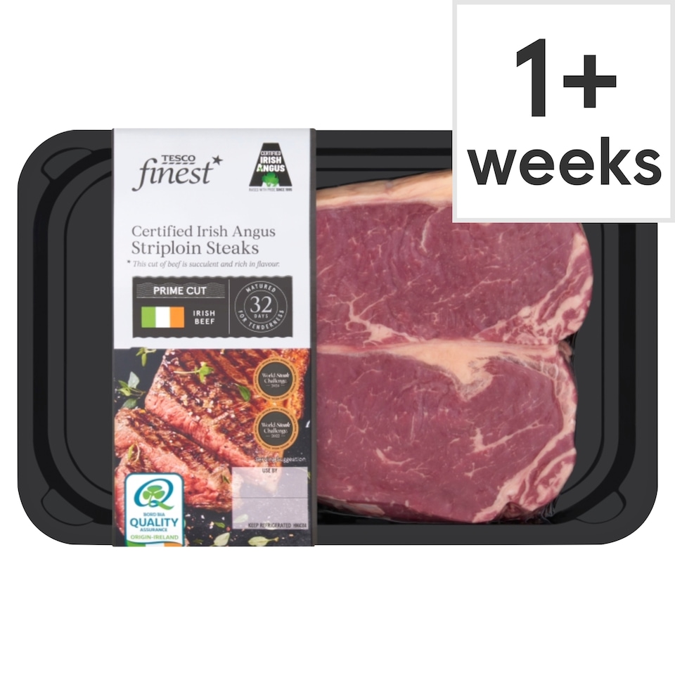 Tesco Finest Irish Angus Striploin Steak 454G