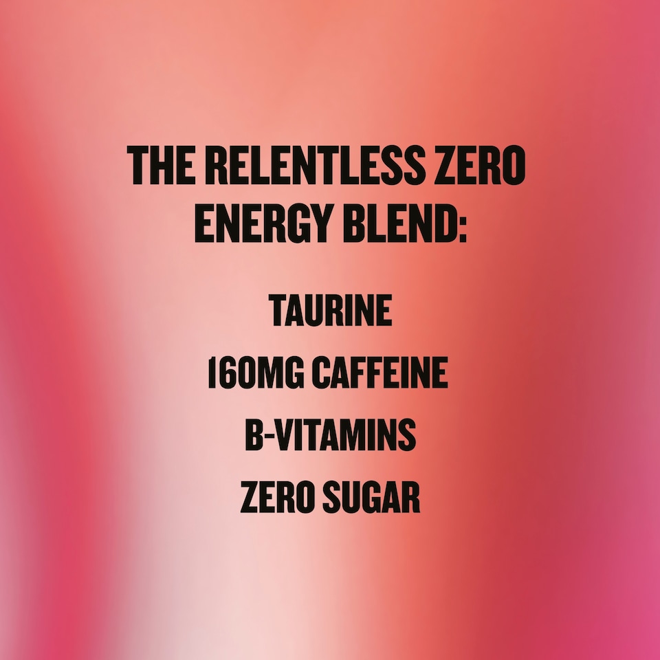 image 1 of Relentless Raspberry Zero Energy Drink 500ml