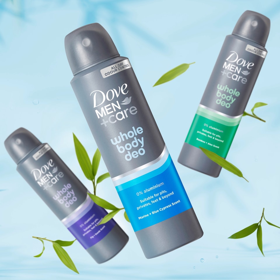 image 1 of Dove Men+Care Marine & Blue Cypress 48h Whole Body Deodorant Spray 150ml