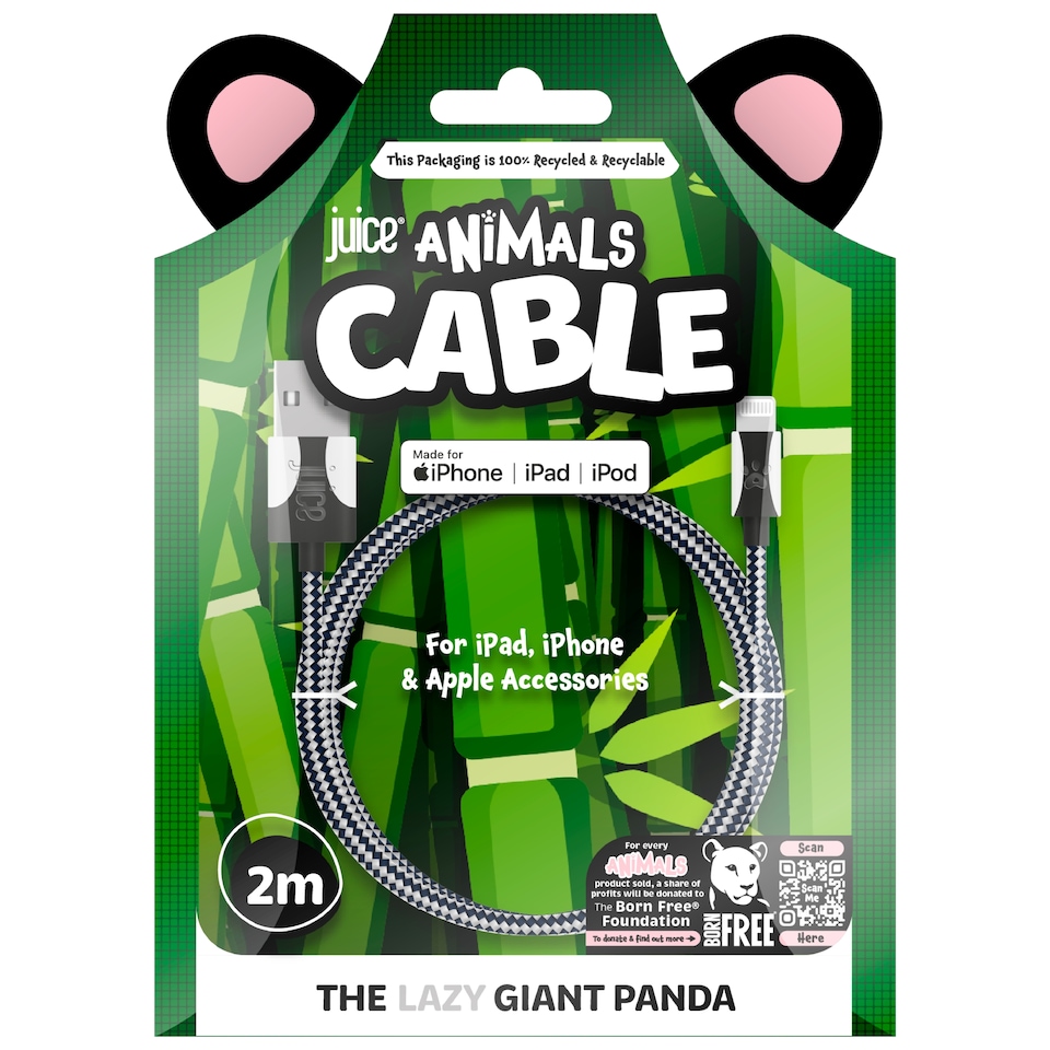 image 1 of Juice Animals Panda 2M Lightning Braided