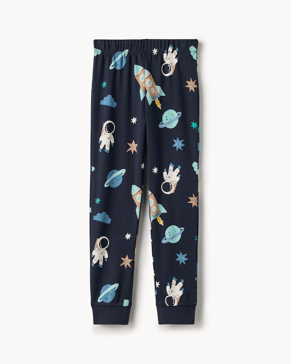 image 1 of F&F Boys Pure Cotton Space Pyjama Set in Navy