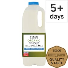 Tesco Organic Free Range Whole Milk 1.136L, 2 Pint