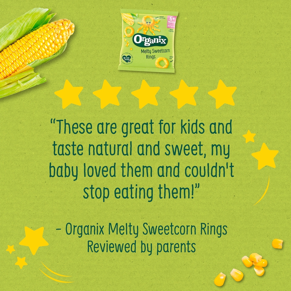 image 1 of Organix Melty Sweetcorn Rings 20g 