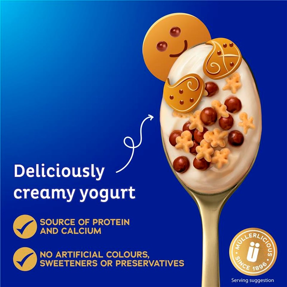 image 1 of Muller Corner Yogurt Gingerbread Men & Choc Balls 4x124g