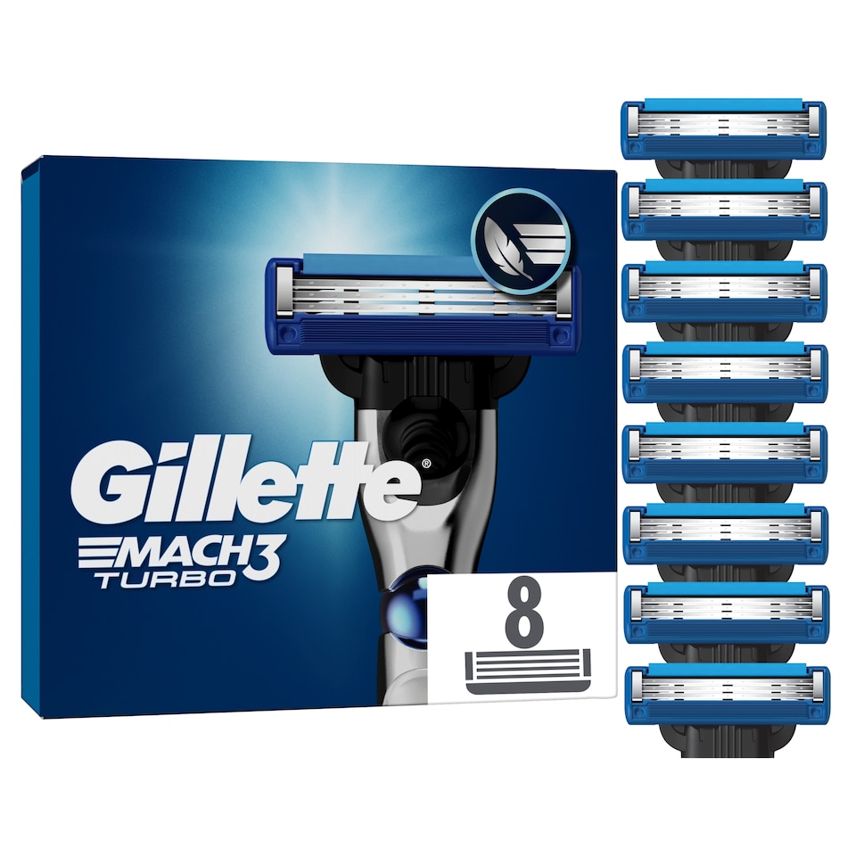 image 1 of Gillette Mach 3 Turbo Razor Blades Refill 8 Pack