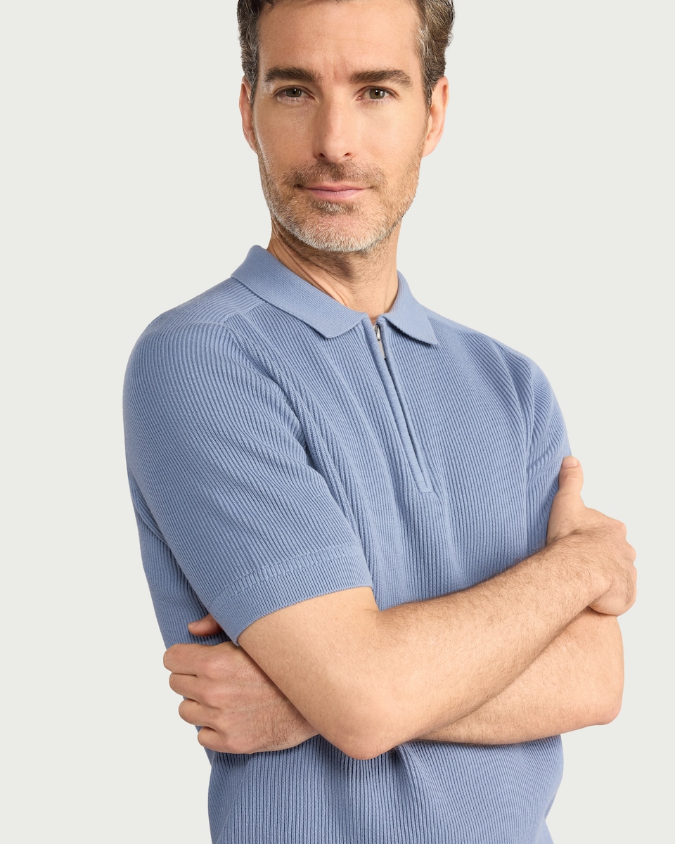 image 1 of F&F Pure Cotton Knitted Polo Shirt in Blue