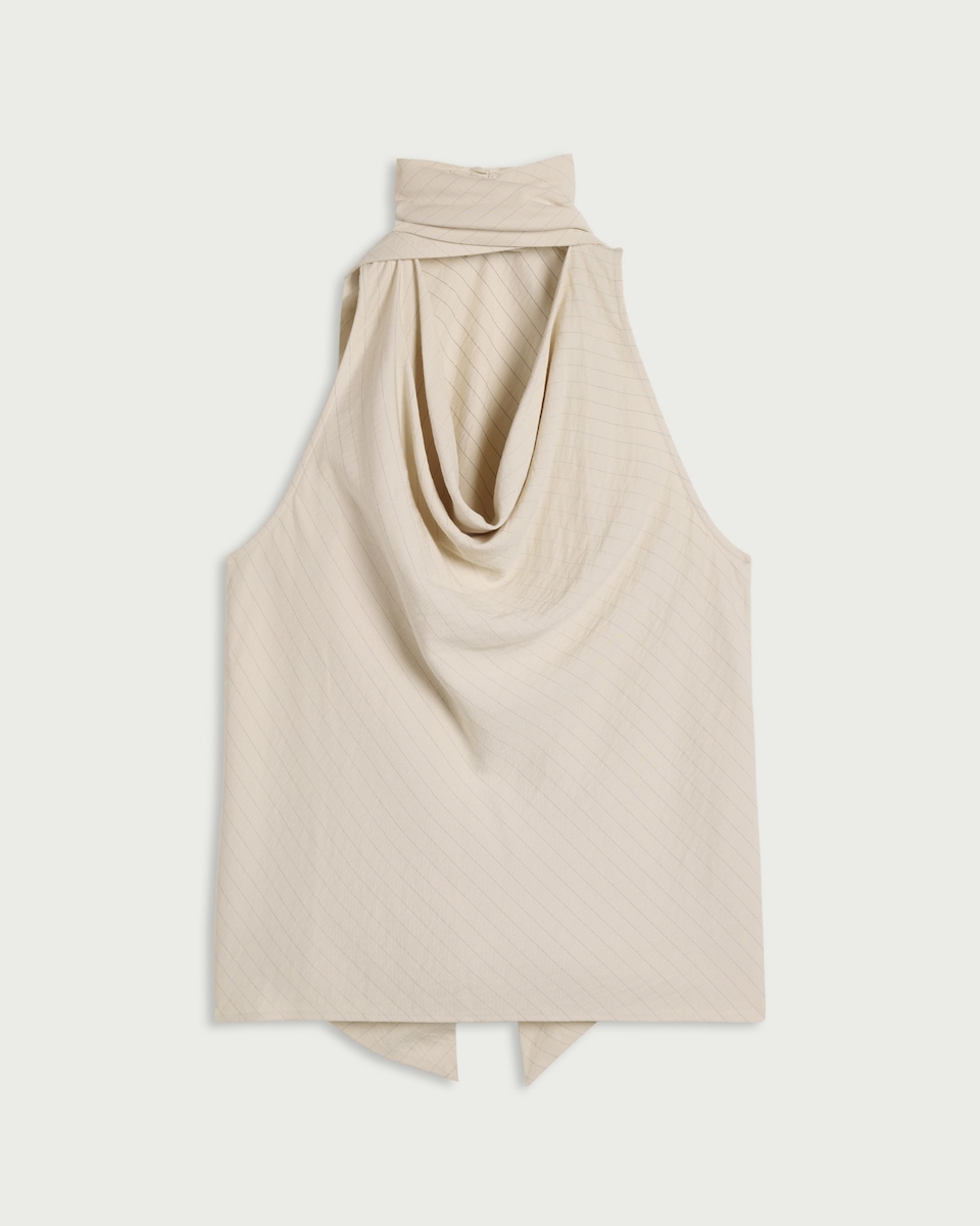 F&F Pinstriped Cowl Neck Scarf Co-Ord Top in Cream