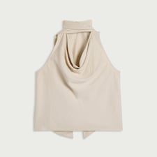 F&F Pinstriped Cowl Neck Scarf Co-Ord Top in Cream