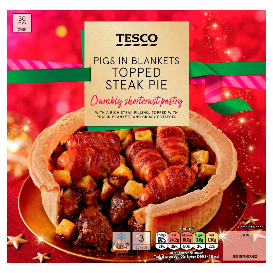 Tesco Pigs In Blankets Topped Steak Pie 500g Tesco Groceries