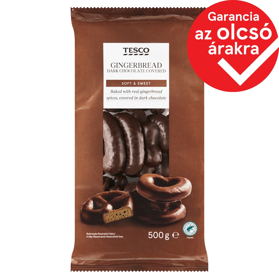 Tesco Dark Chocolate Covered Gingerbread 500 g
