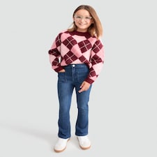 F&F Girls Cotton Rich Flared Denim Jeans in Blue